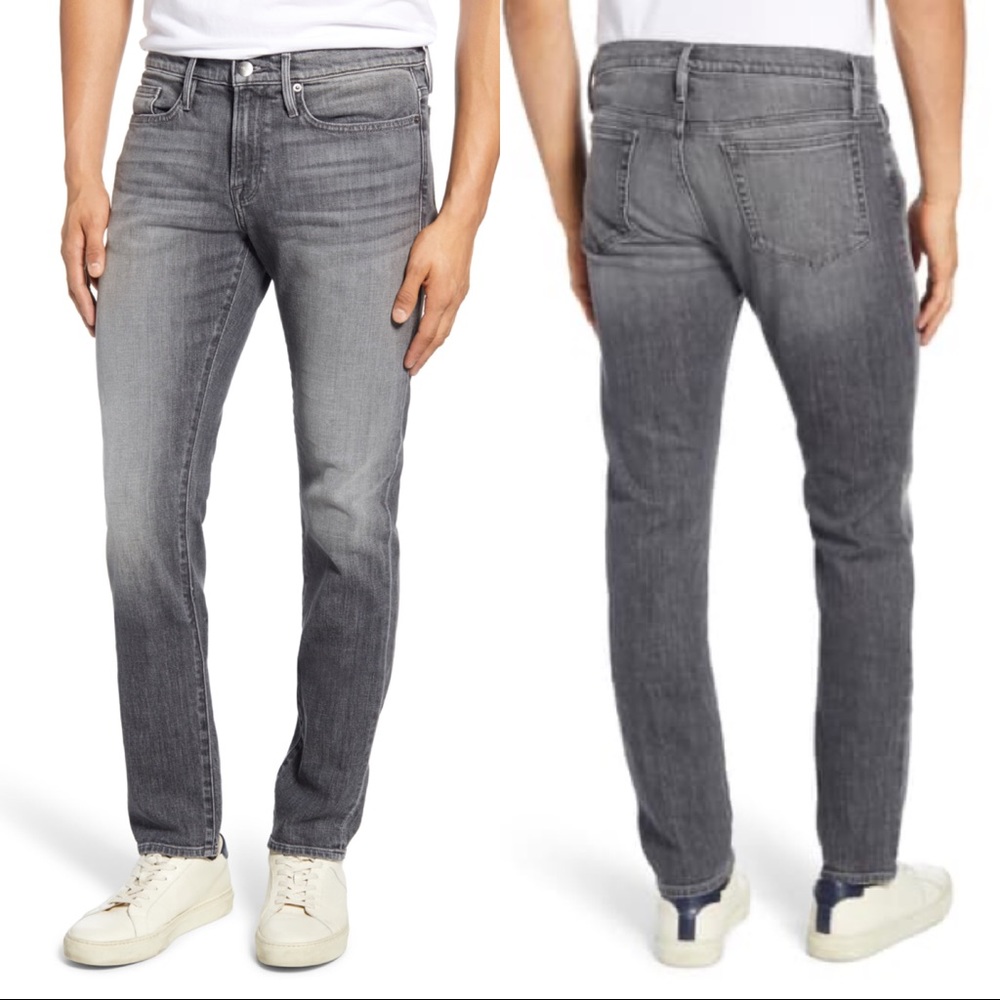 Frame L’Homme Slim Leg Gray Mid-rise Jeans 33